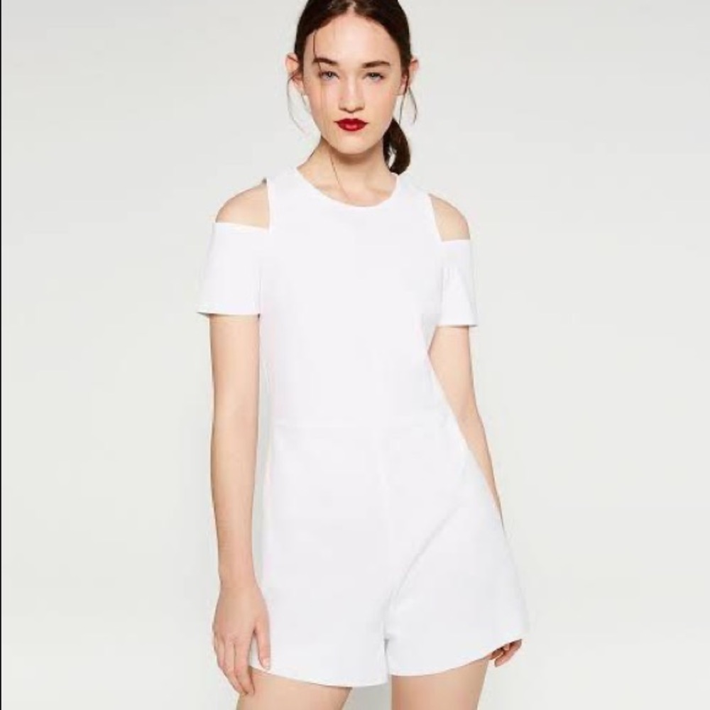 Zara basic white romper women's S